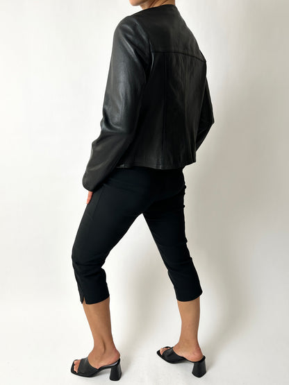 Cropped leather jacket | Black