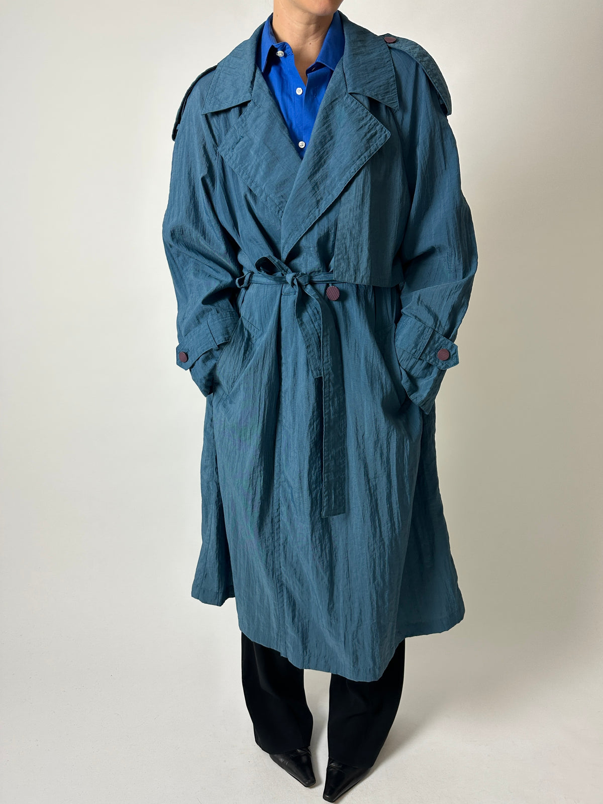 Light weight trench coat | Teal Blue