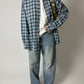 Flanel checked shirt | Blue / Butter