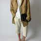 Leather safari  jacket | Soft beige