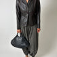 Leather fitted blazer | Dark brown