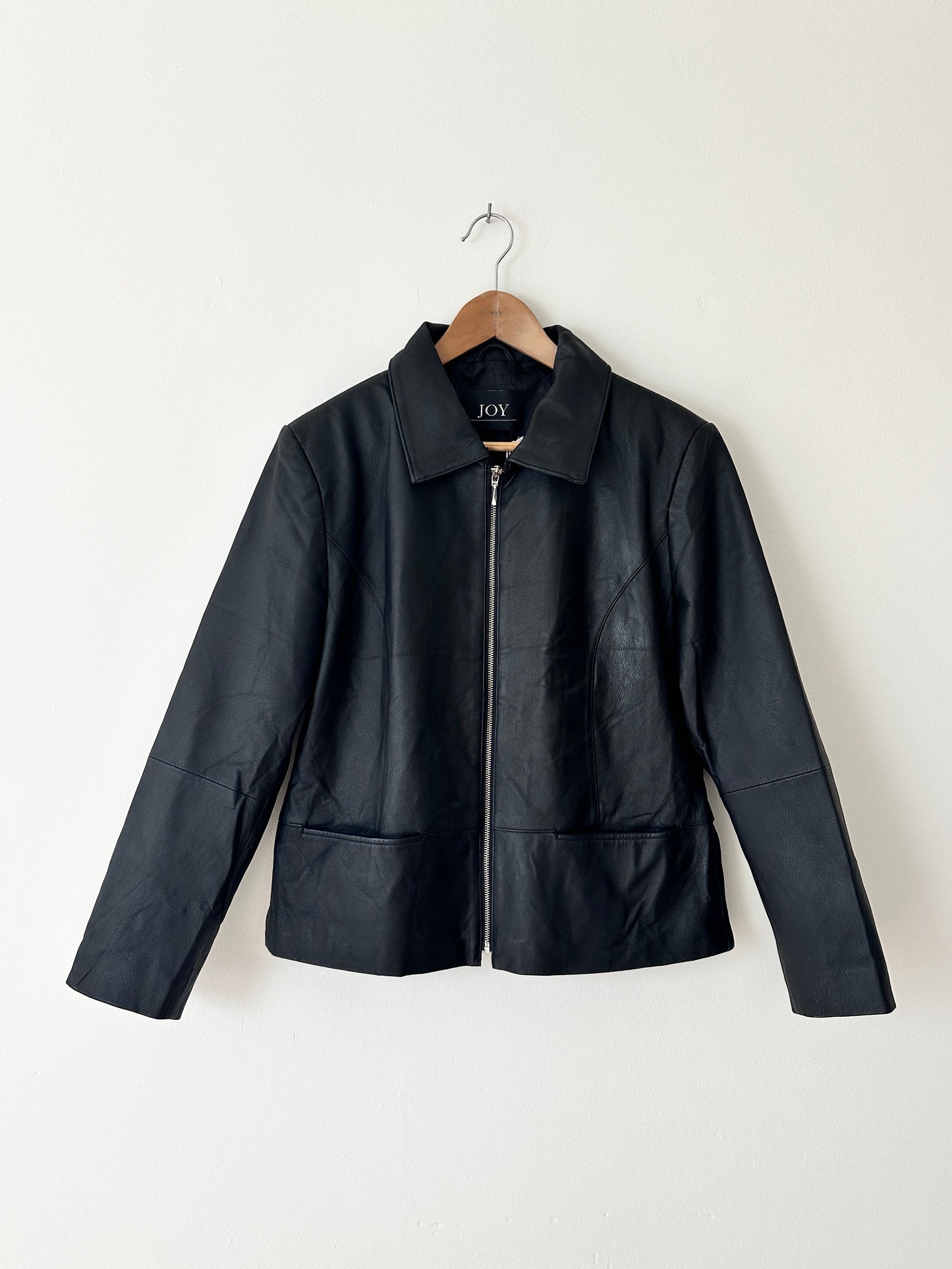 Leather zip jacket | Black