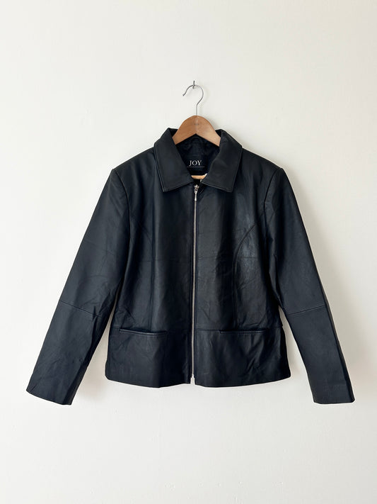 Leather zip jacket | Black