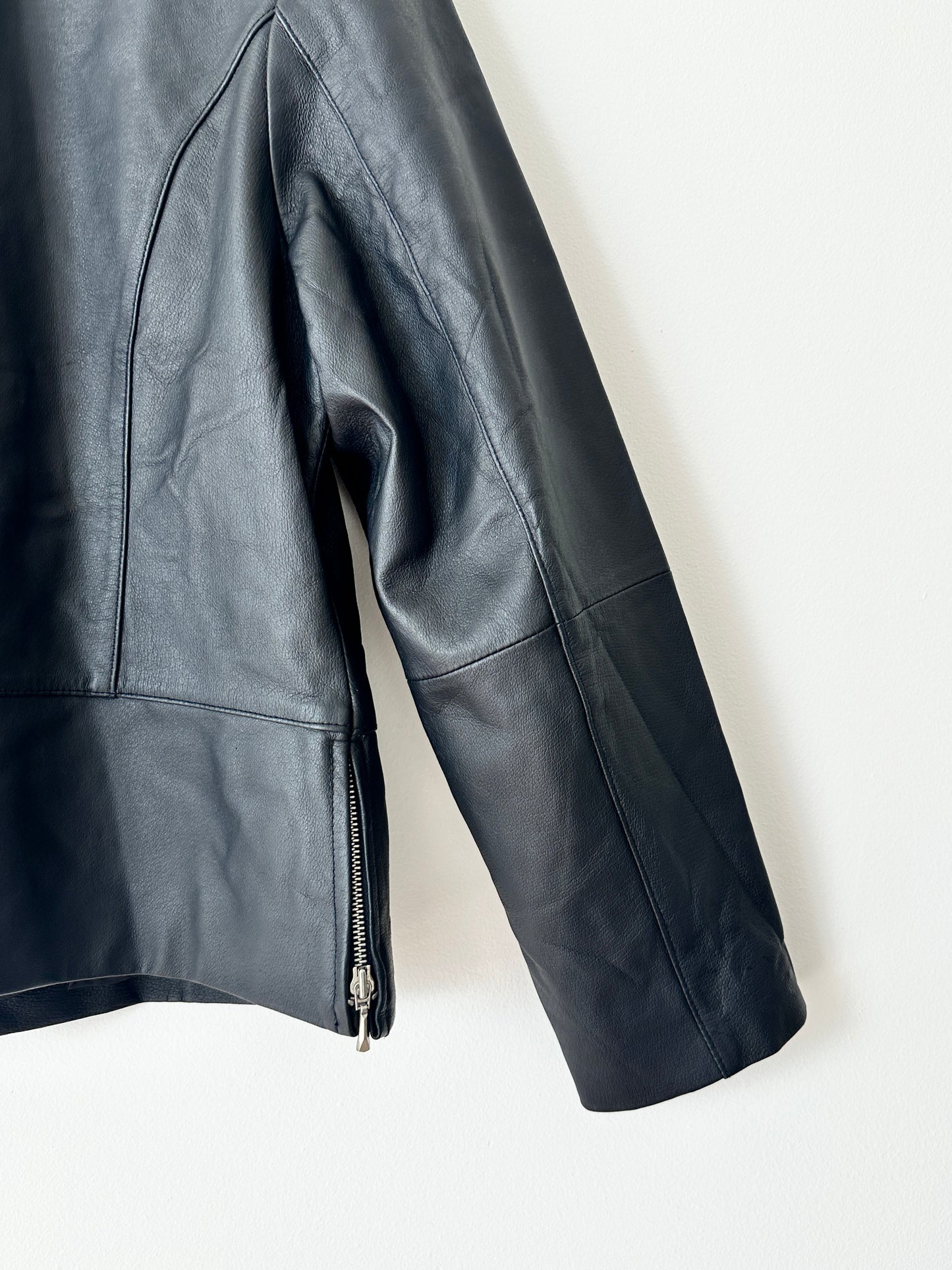 Leather zip jacket | Black