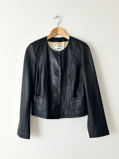 Cropped leather jacket | Black