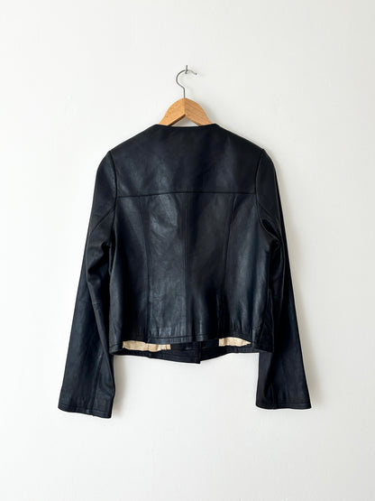 Cropped leather jacket | Black