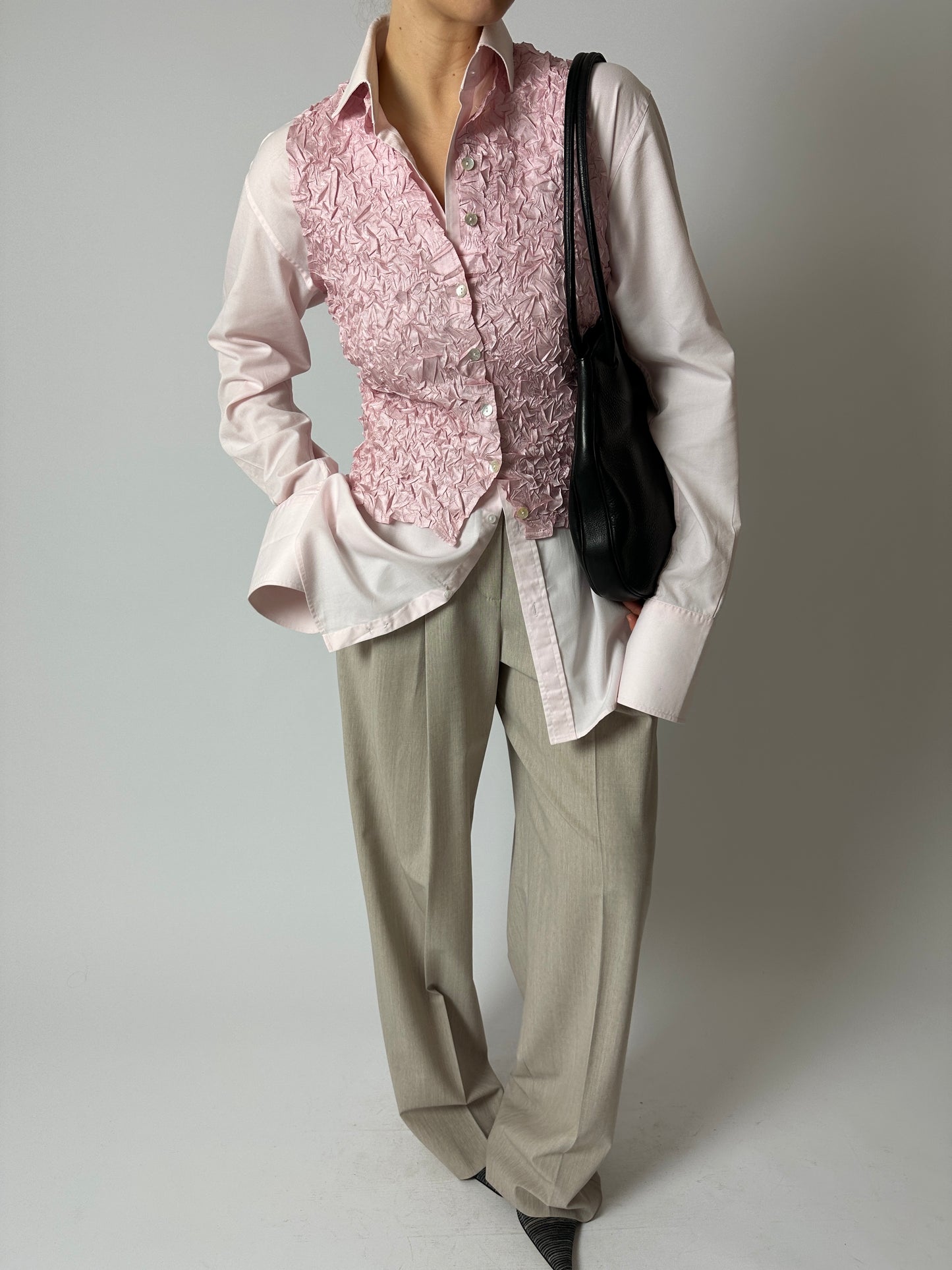 Crinkle stretch top | Soft pink