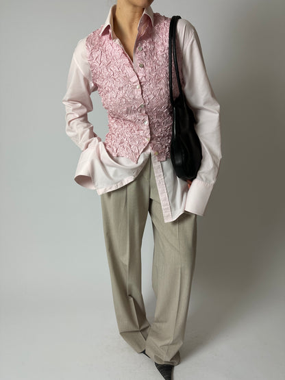Crinkle stretch top | Soft pink