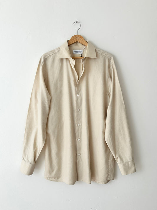 Oversized mini checkered shirt | Soft beige