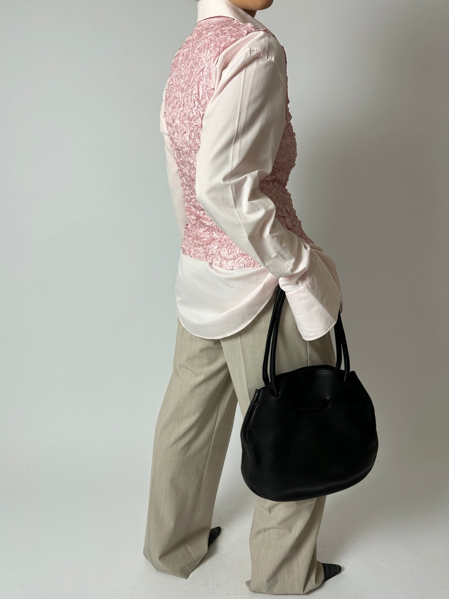 Crinkle stretch top | Soft pink