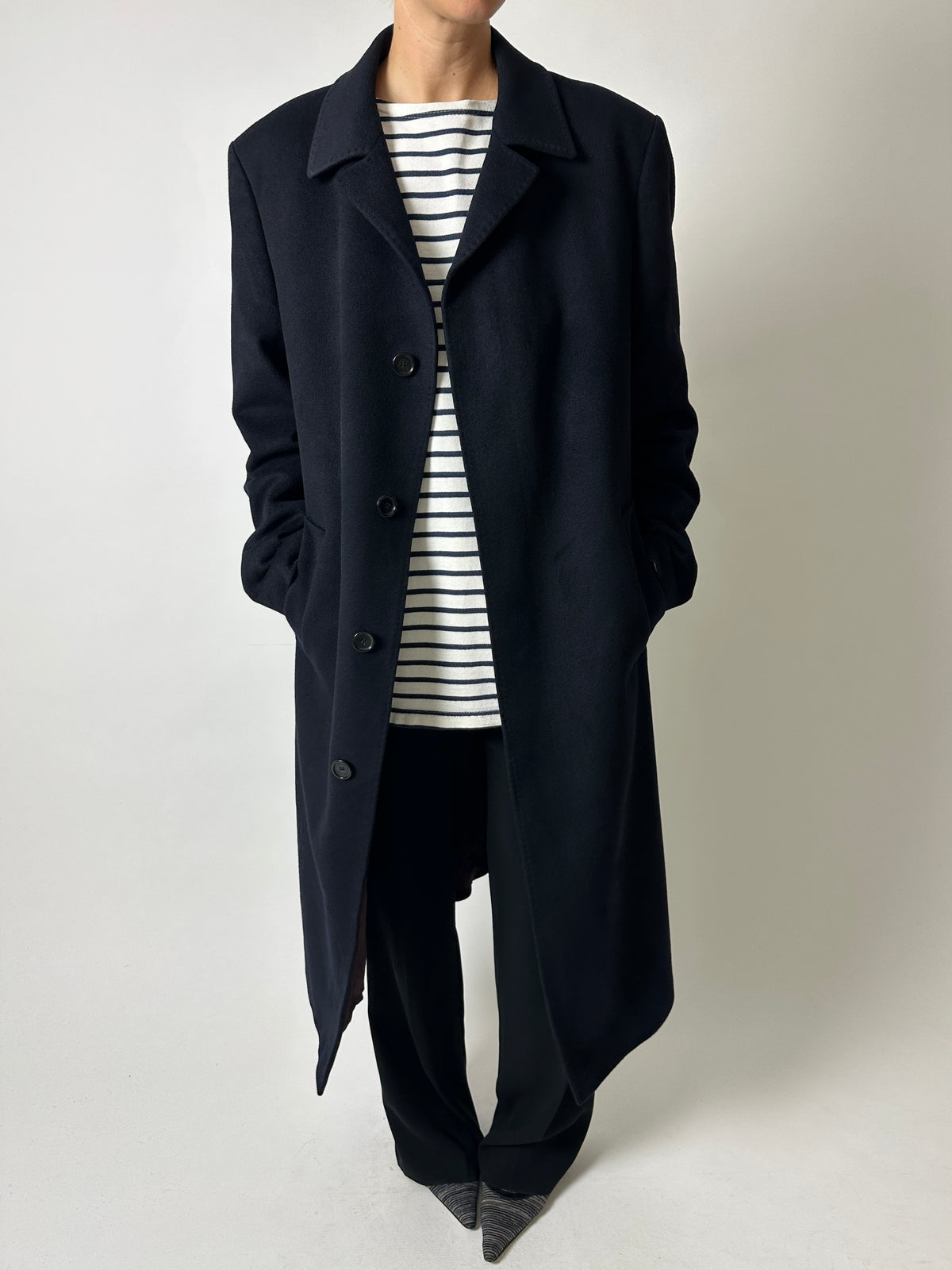 Long wool cashmere coat | Black