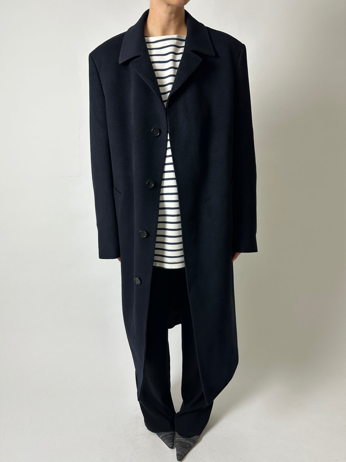 Long wool cashmere coat | Black