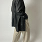 Leather relaxed coat | Black