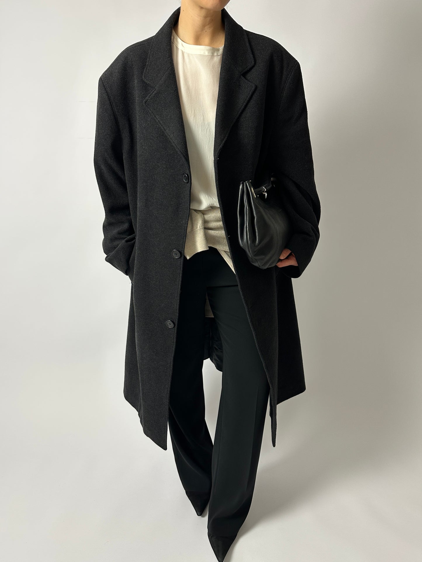 Oversized wool coat | Black
