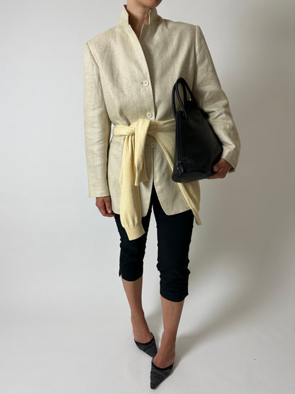 Cotton v-neck sweater | Soft butter