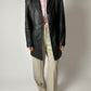 Leather relaxed coat | Black