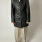 Leather relaxed coat | Black