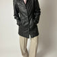 Leather relaxed coat | Black