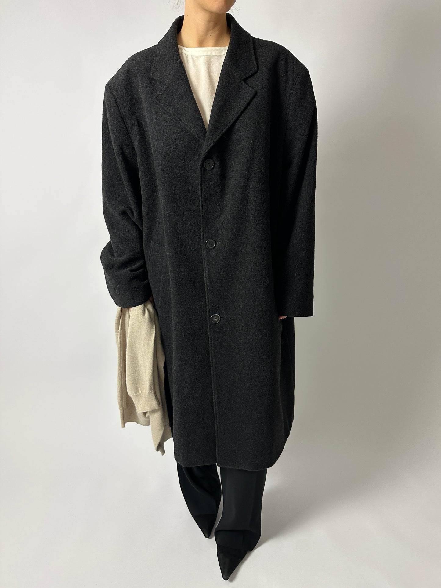 Oversized wool coat | Black