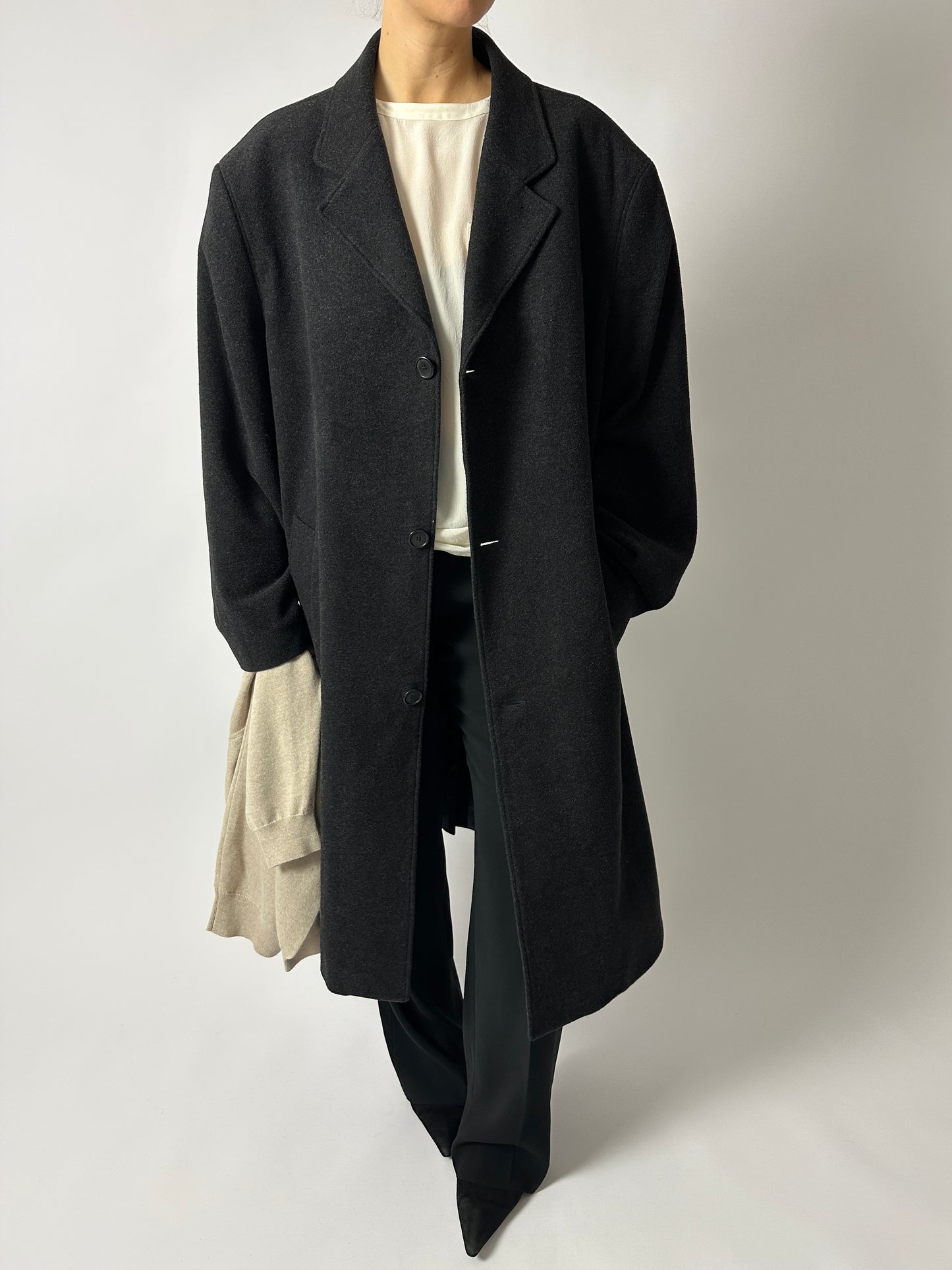 Oversized wool coat | Black