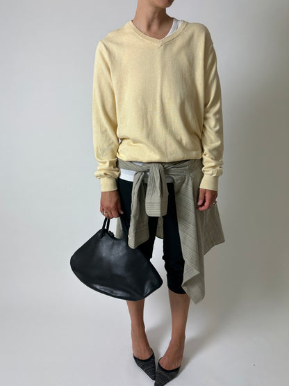 Cotton v-neck sweater | Soft butter