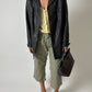 Leather minimal jacket | Dark brown