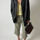 Leather minimal jacket | Dark brown