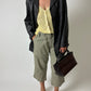Leather minimal jacket | Dark brown