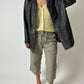 Leather minimal jacket | Dark brown