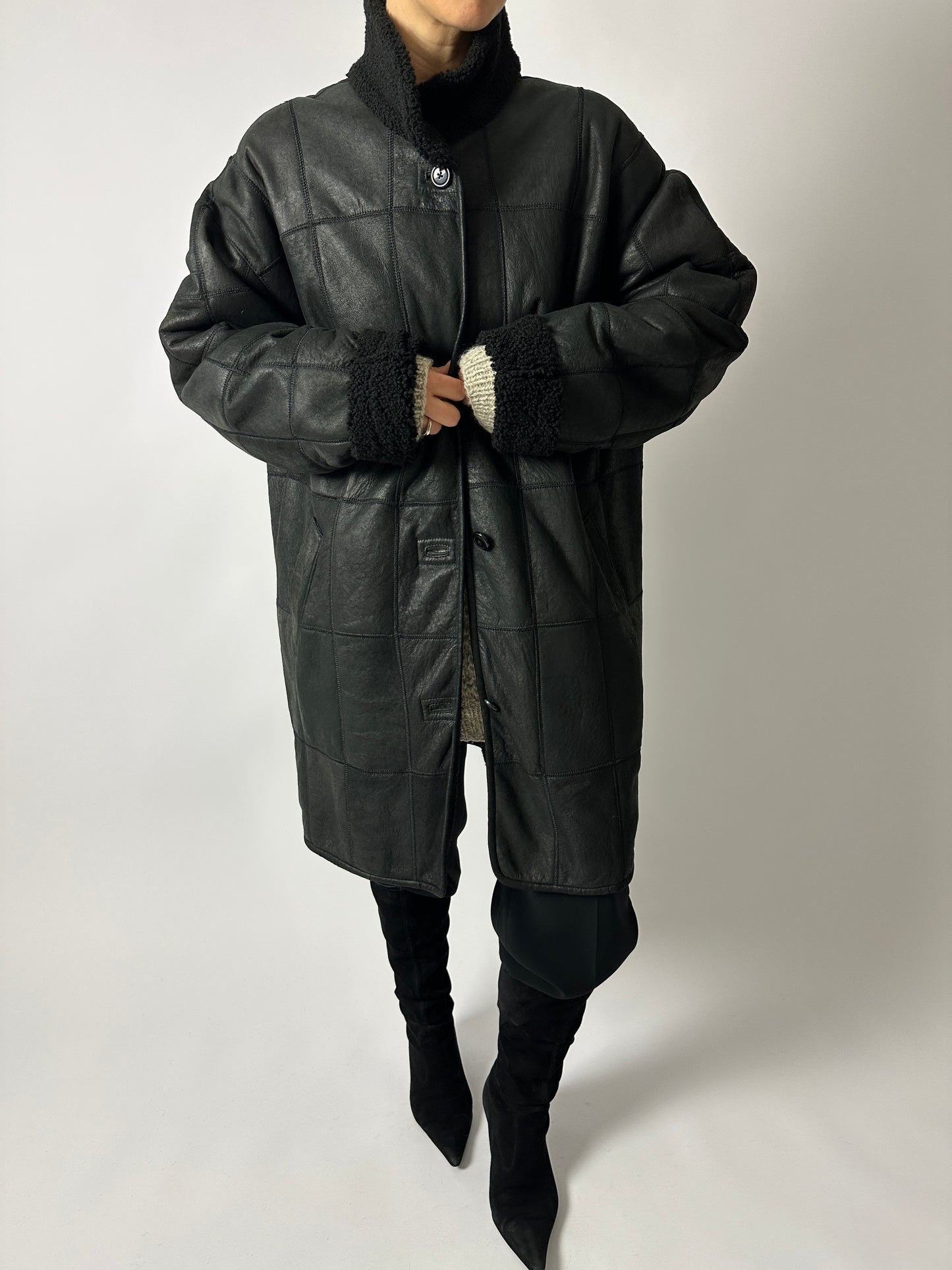 Oversized Lammy coat | Black