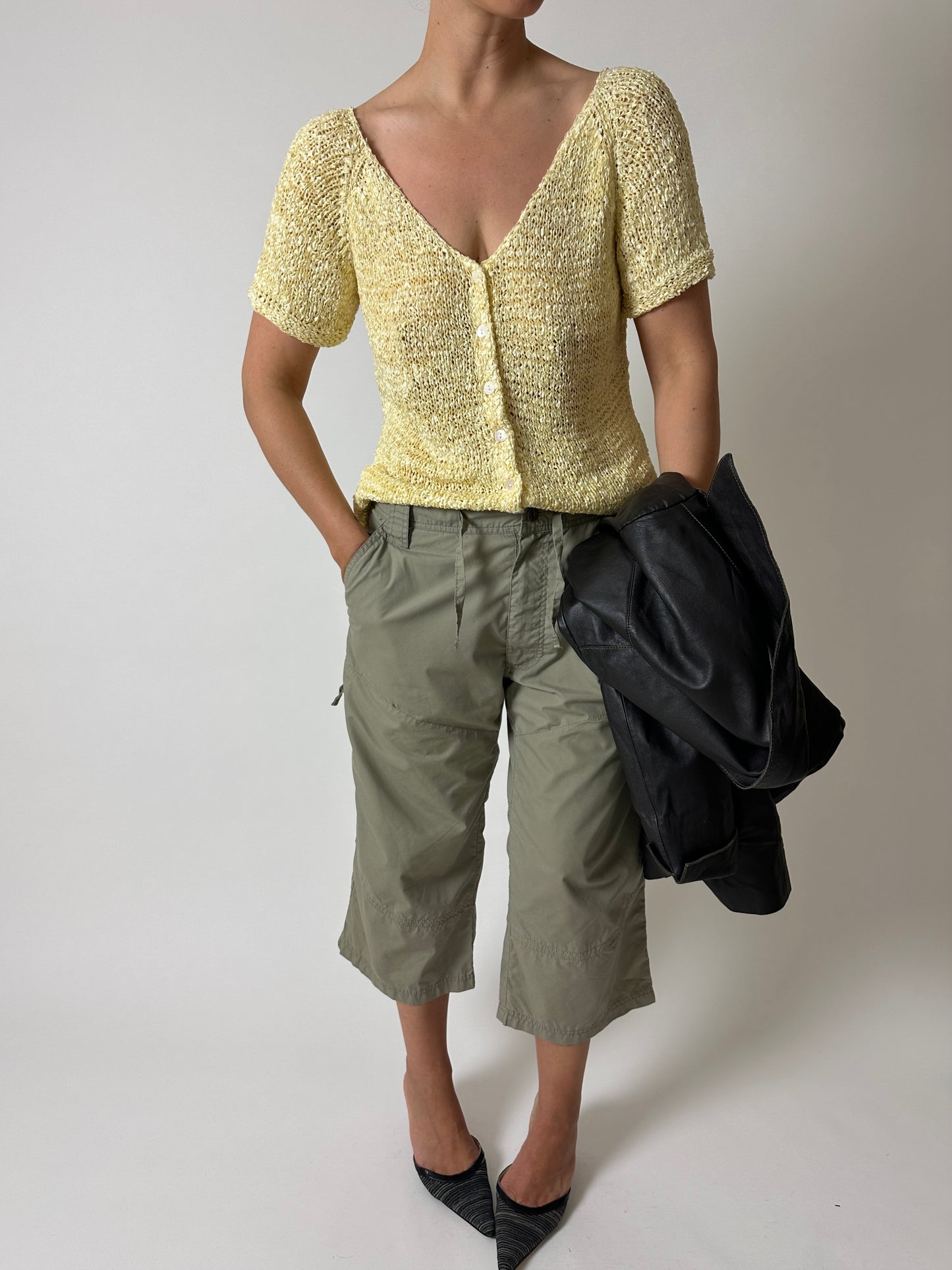 Silk knitted cardigan | Lemon
