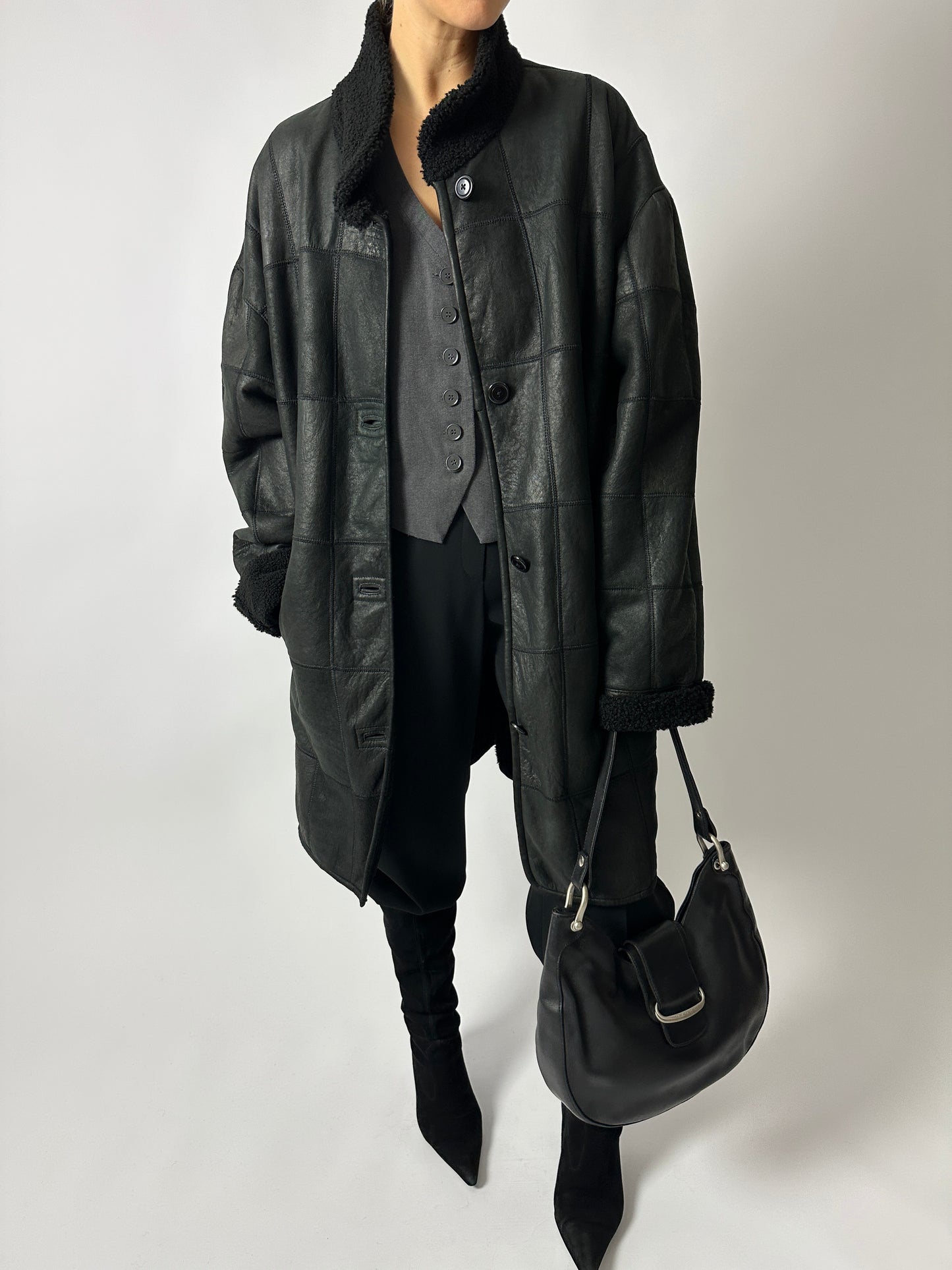 Oversized Lammy coat | Black