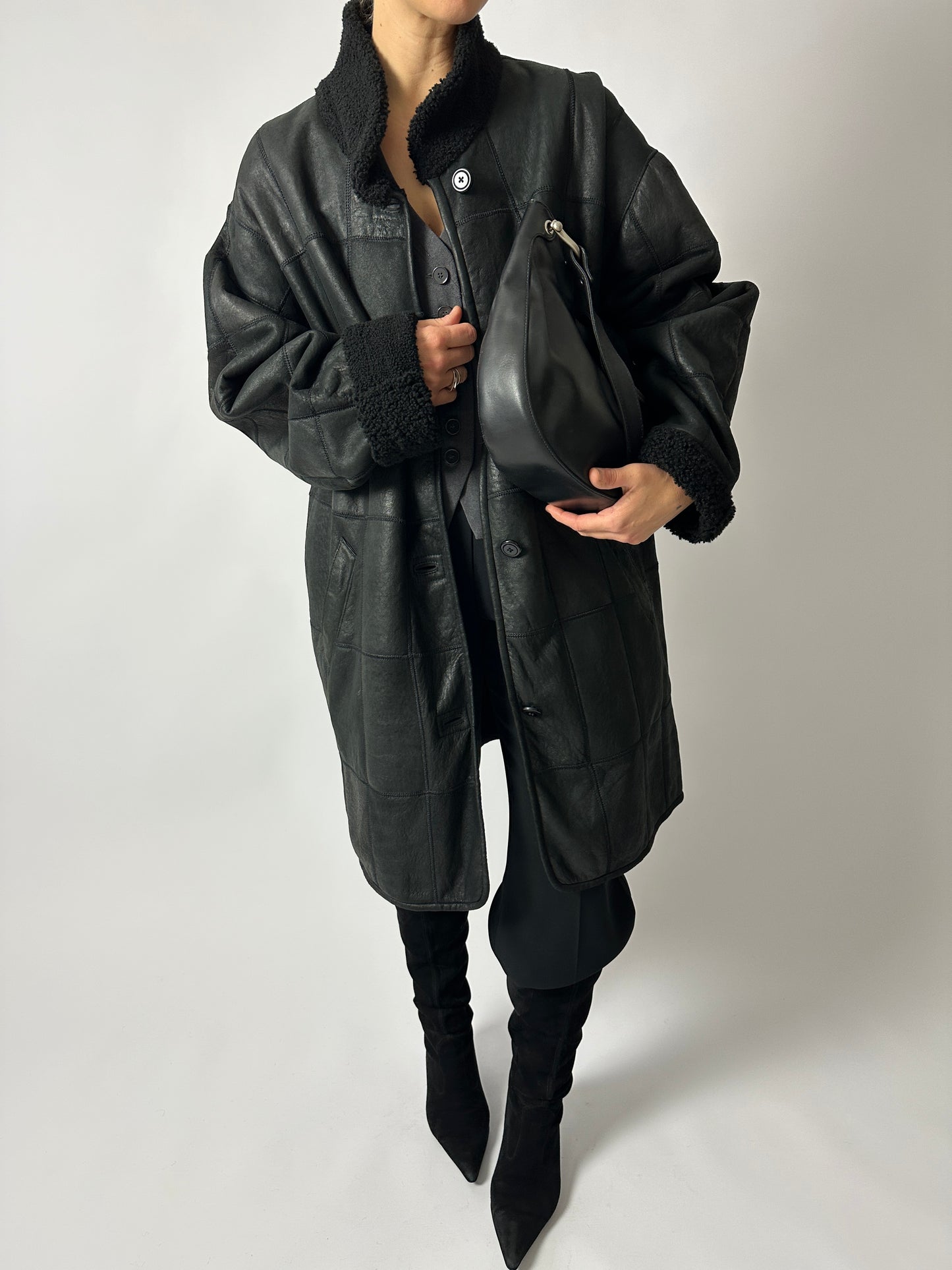 Oversized Lammy coat | Black