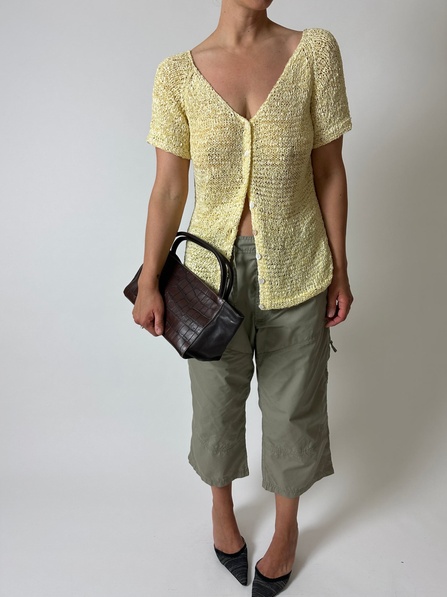 Silk knitted cardigan | Lemon