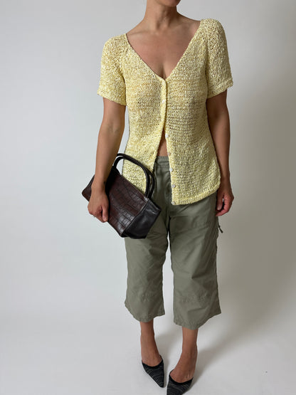 Silk knitted cardigan | Lemon