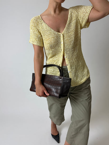 Silk knitted cardigan | Lemon