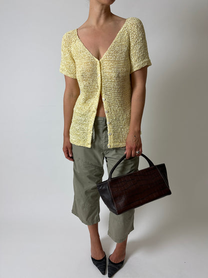 Silk knitted cardigan | Lemon