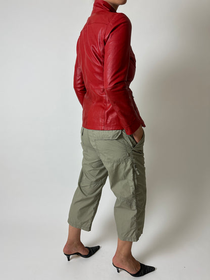Leather fitted jacket | Red