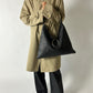 Leather triangle tote bag | Black
