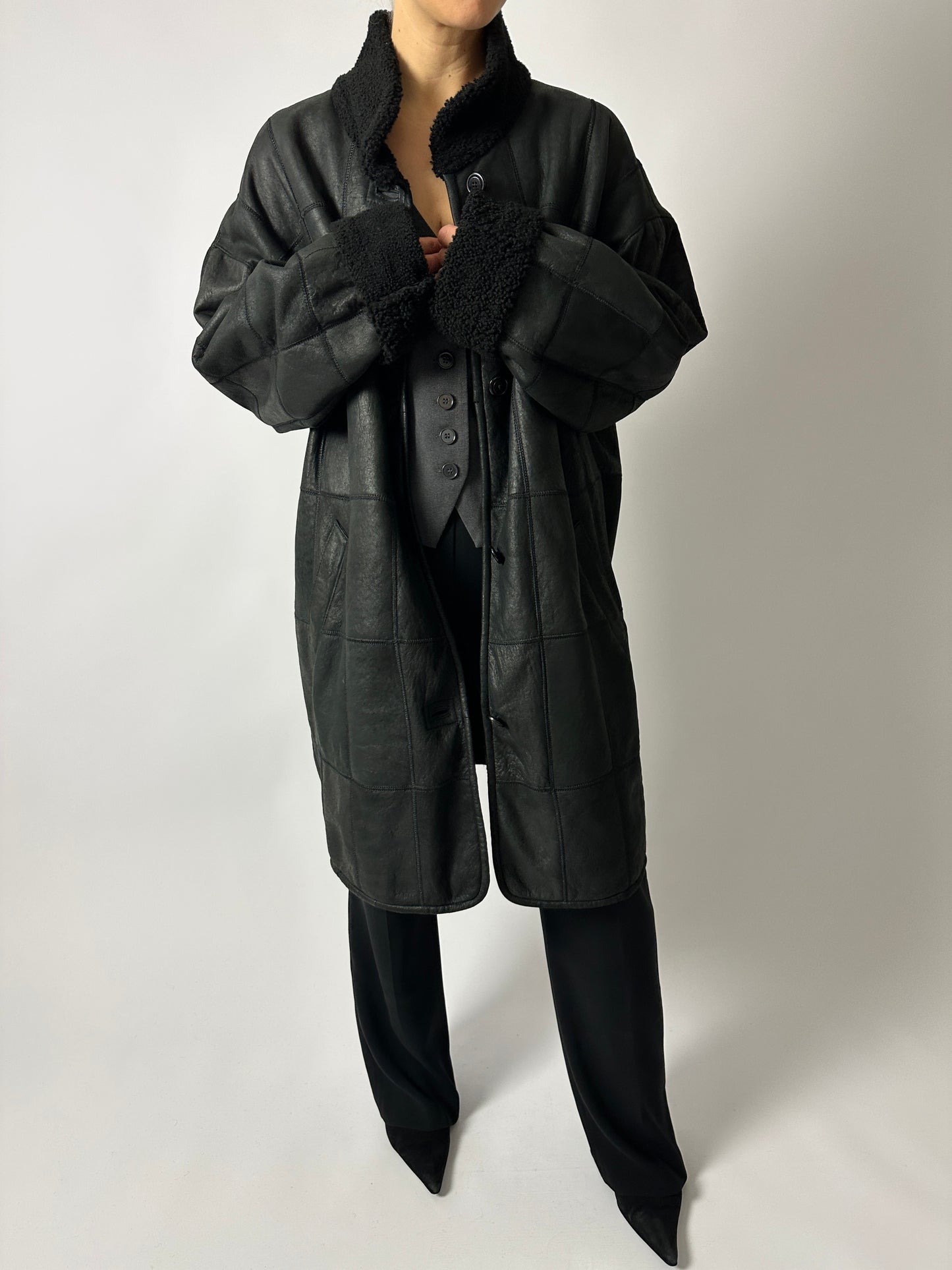 Oversized Lammy coat | Black