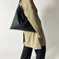 Leather triangle tote bag | Black