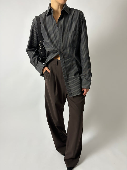 Relaxed striped shirt | Black / Beige