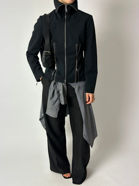 High neck zip jacket | Black