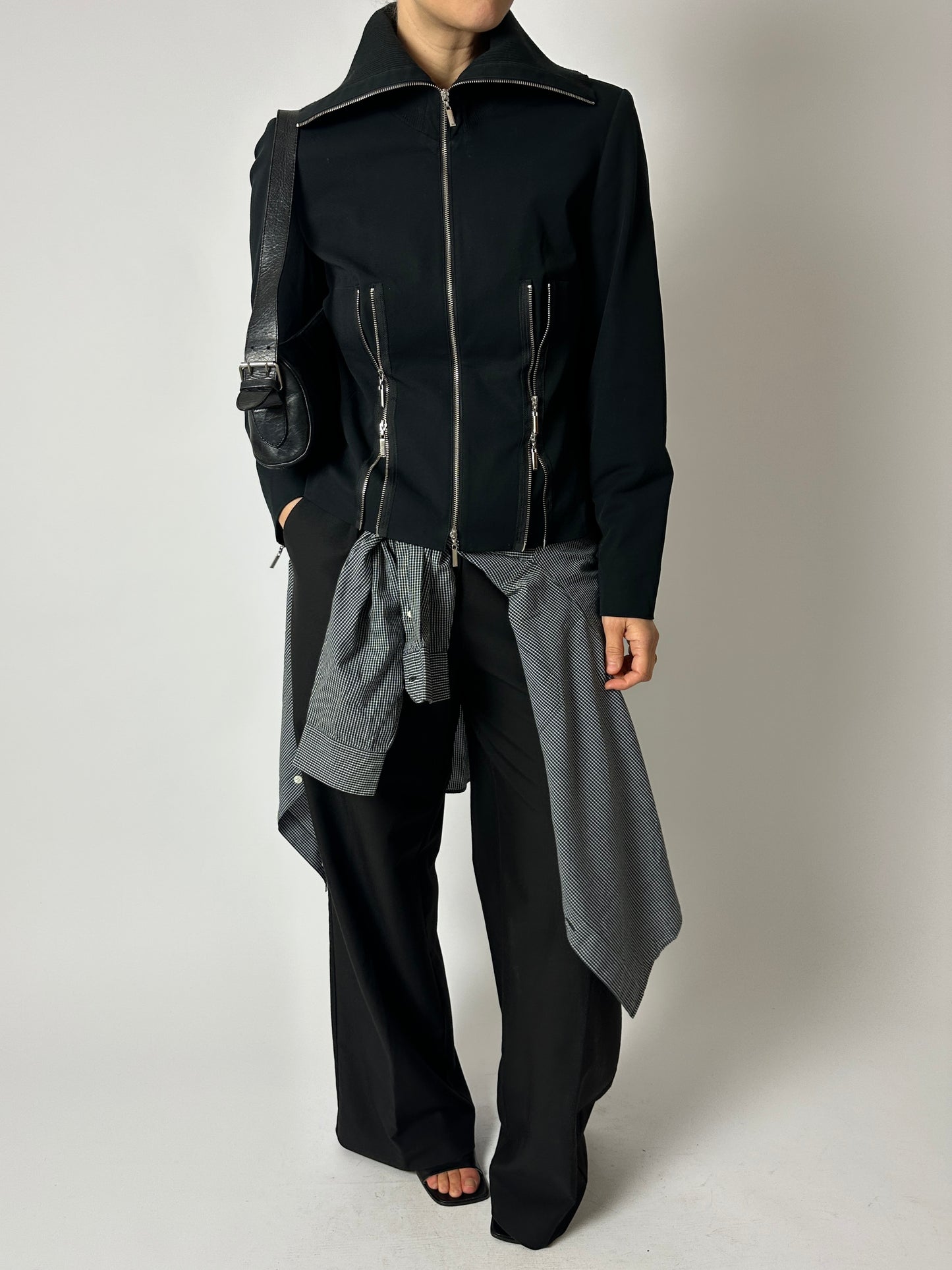 High neck zip jacket | Black