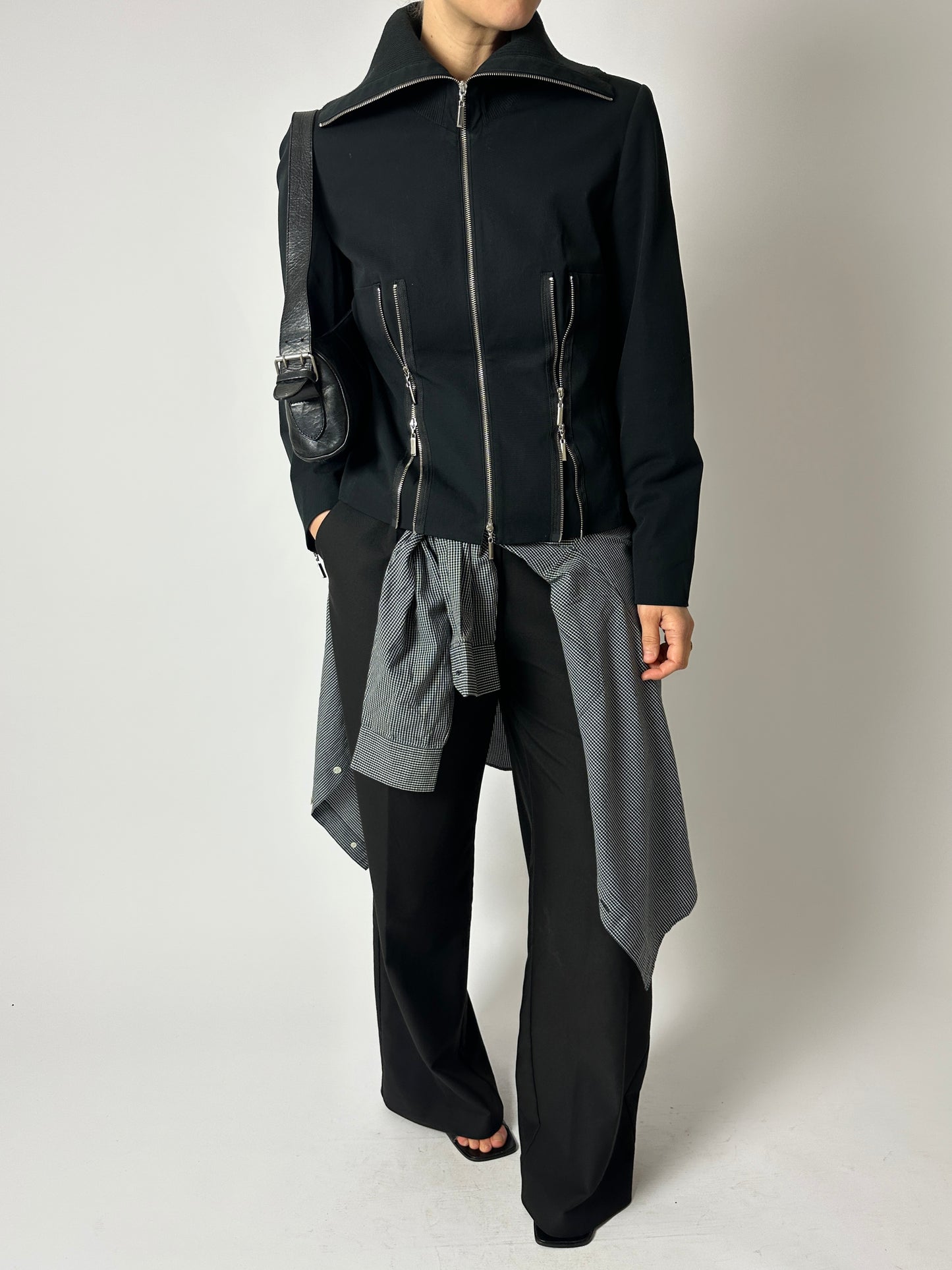 High neck zip jacket | Black