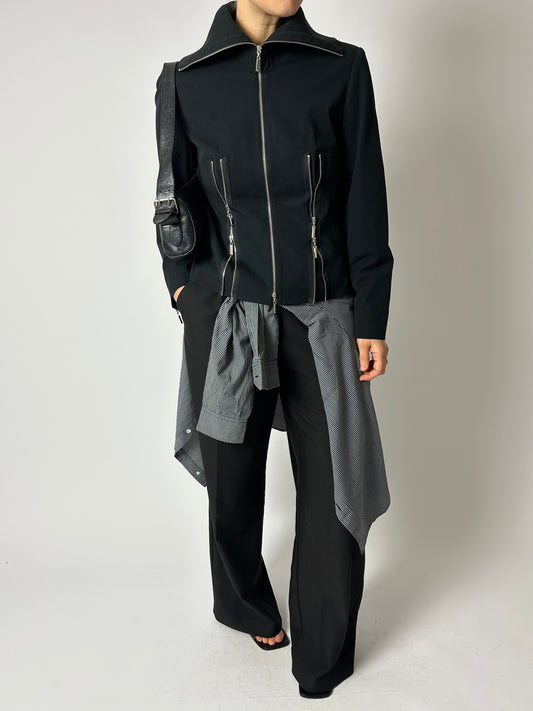 High neck zip jacket | Black