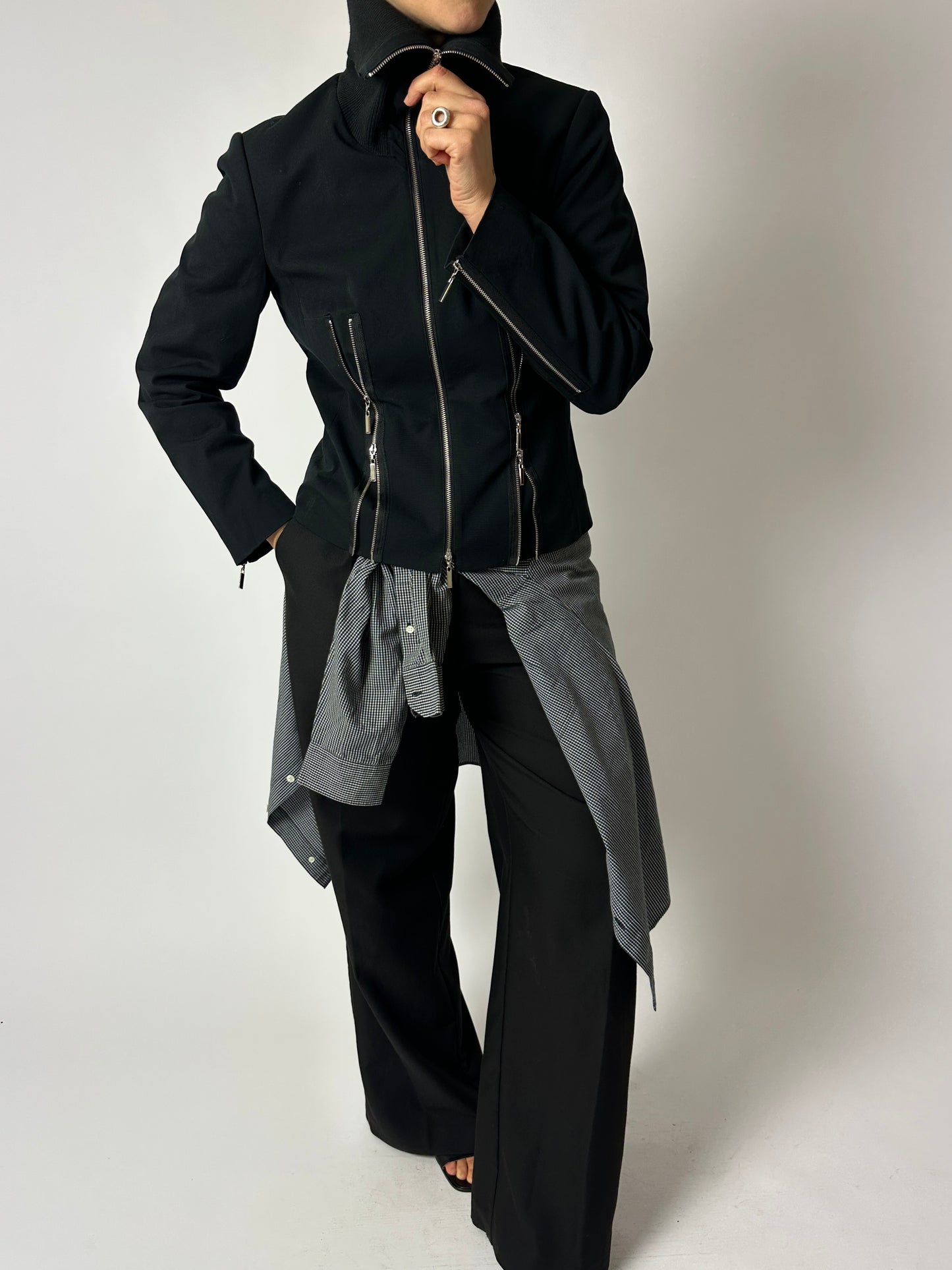 High neck zip jacket | Black
