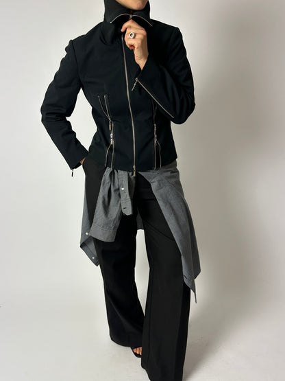 High neck zip jacket | Black