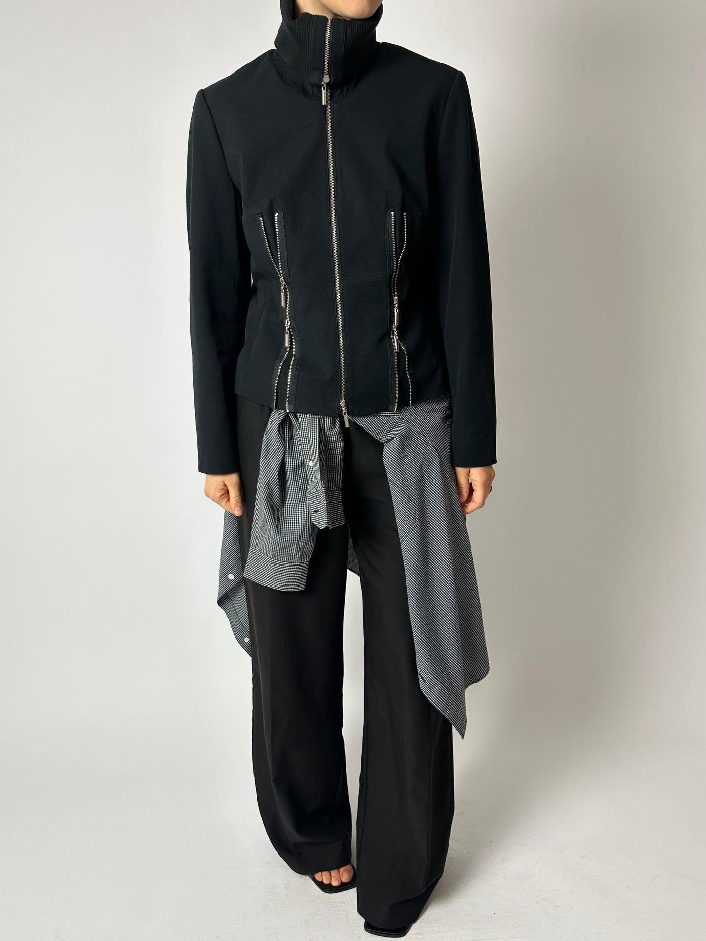 High neck zip jacket | Black