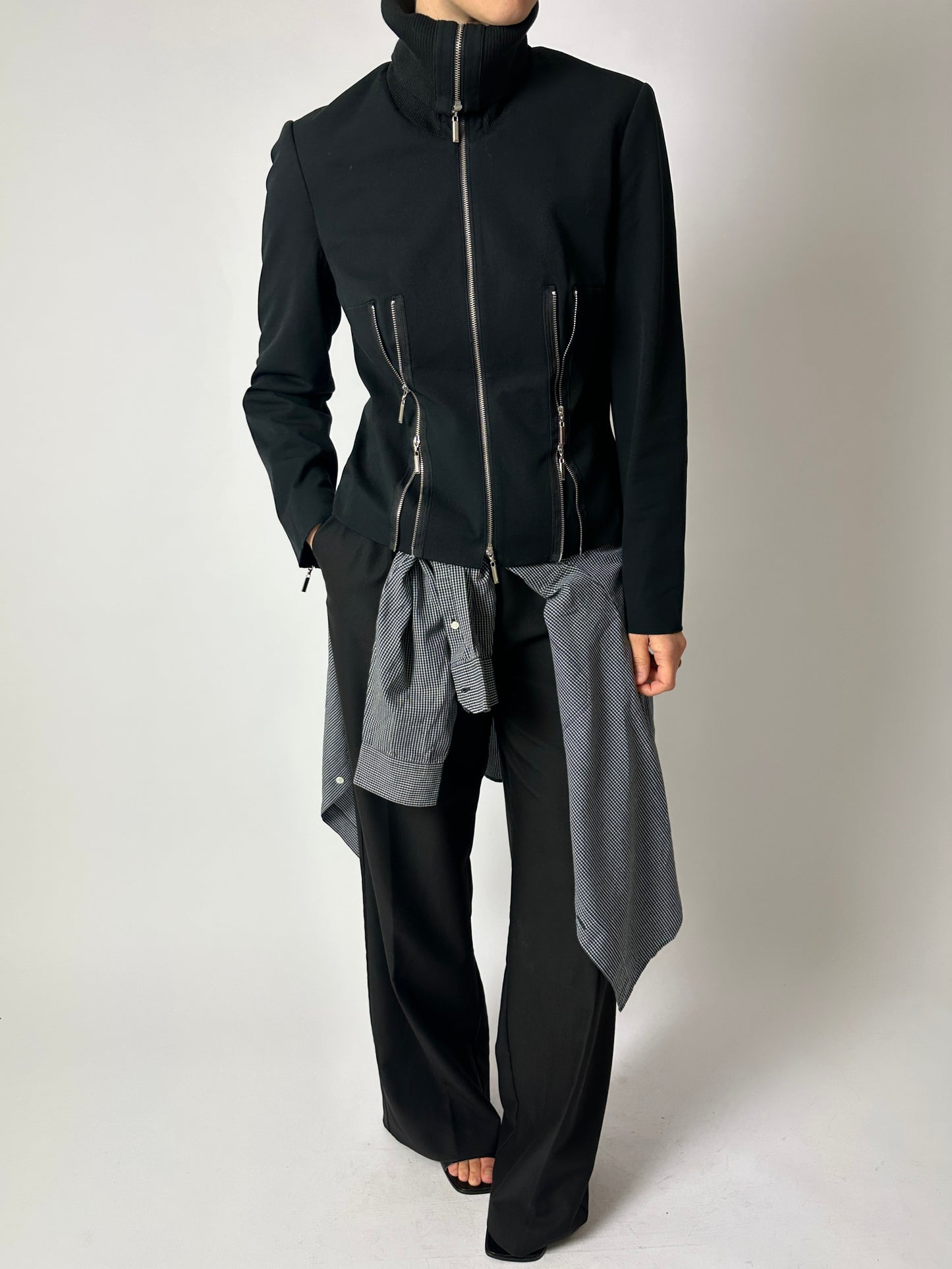 High neck zip jacket | Black